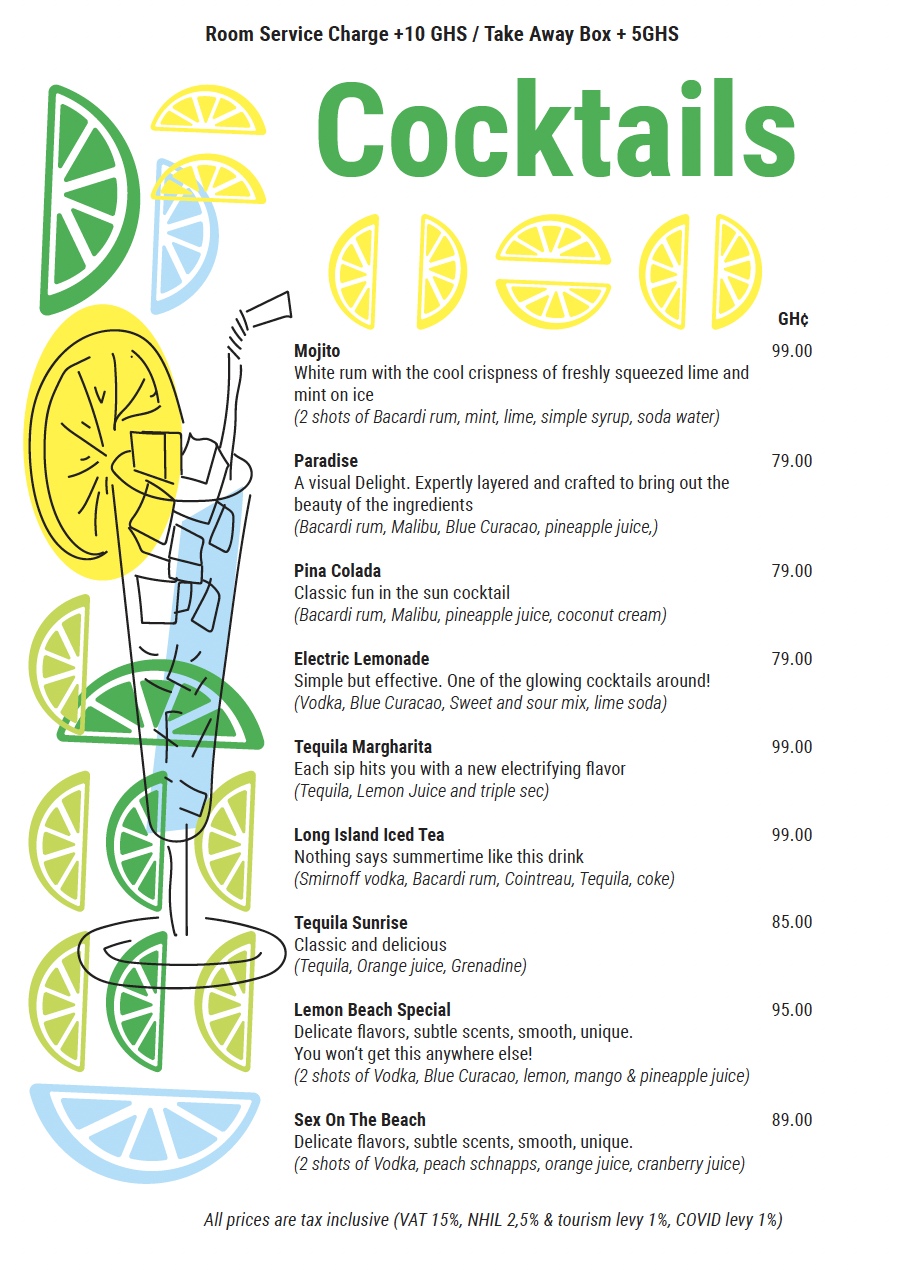Lemon Beach menu